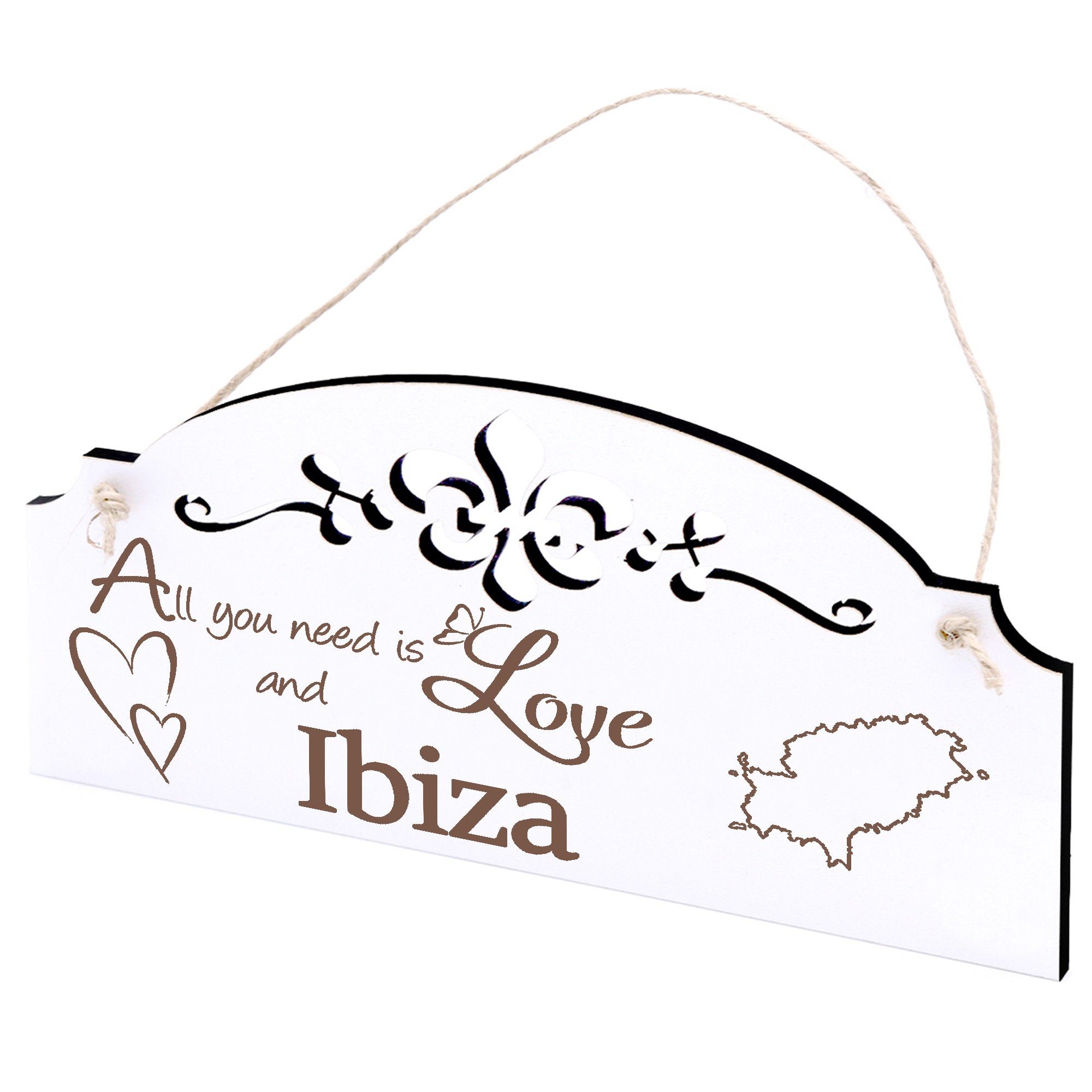Dekolando Hängedekoration Insel Ibiza Deko 20x10cm All you need is Love