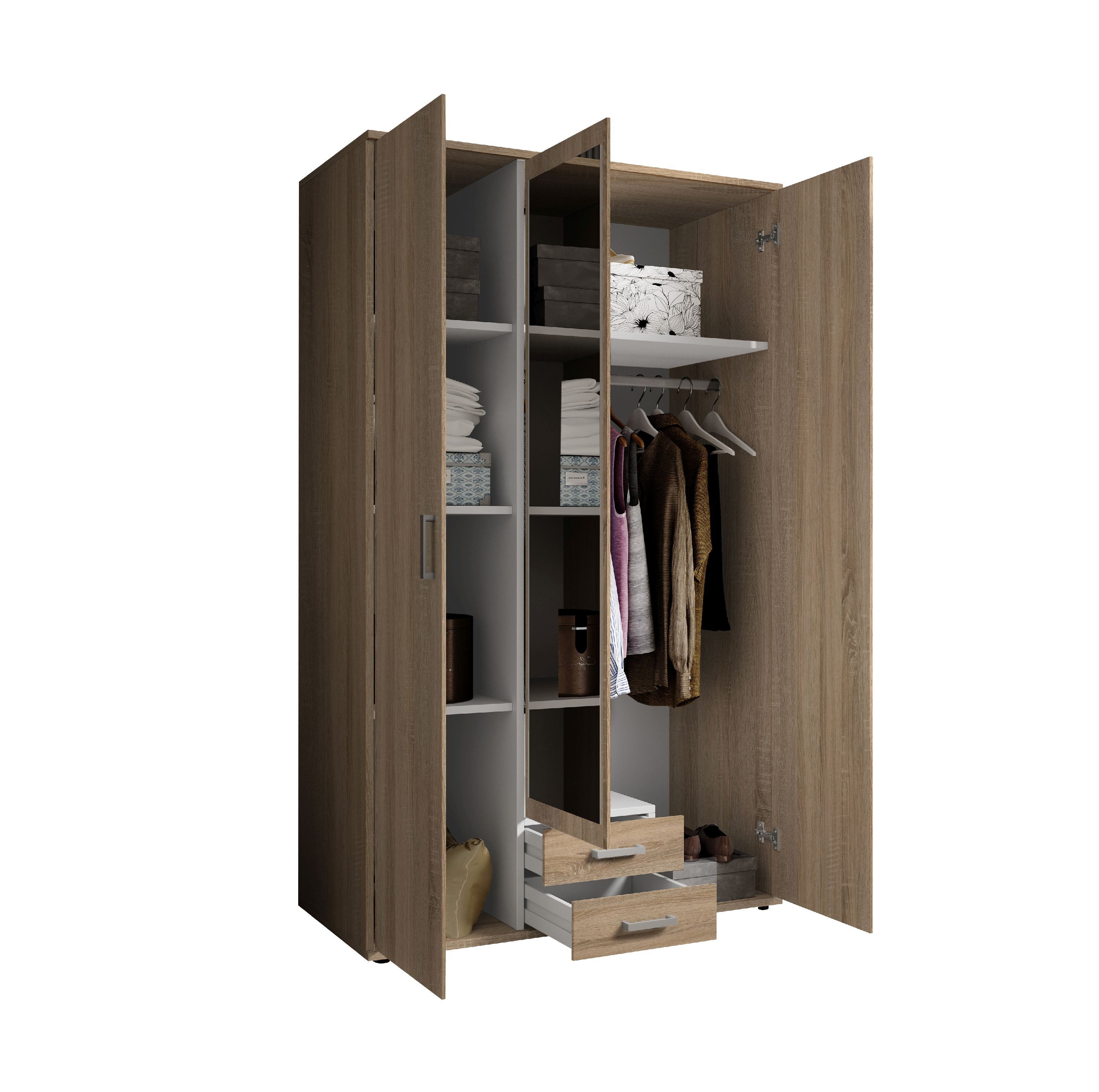 HARPER Kleiderschrank Kleiderschrank HARPER BREST BHT 120x196x54 cm braun Drehtürenschrank