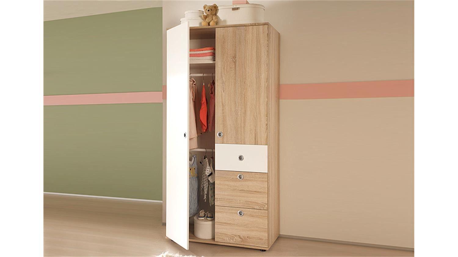 Bega Consult Kleiderschrank Kleiderschrank Wiki Sonoma Eiche Weiß 2-trg 90 cm
