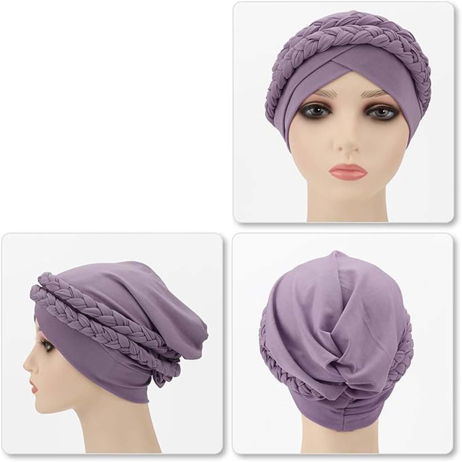 Zaewry Turbanmütze Afrikanischer Damen Geflecht Kopfbedeckung Kopftücher Chemo Kappe – Bild 5 von 5