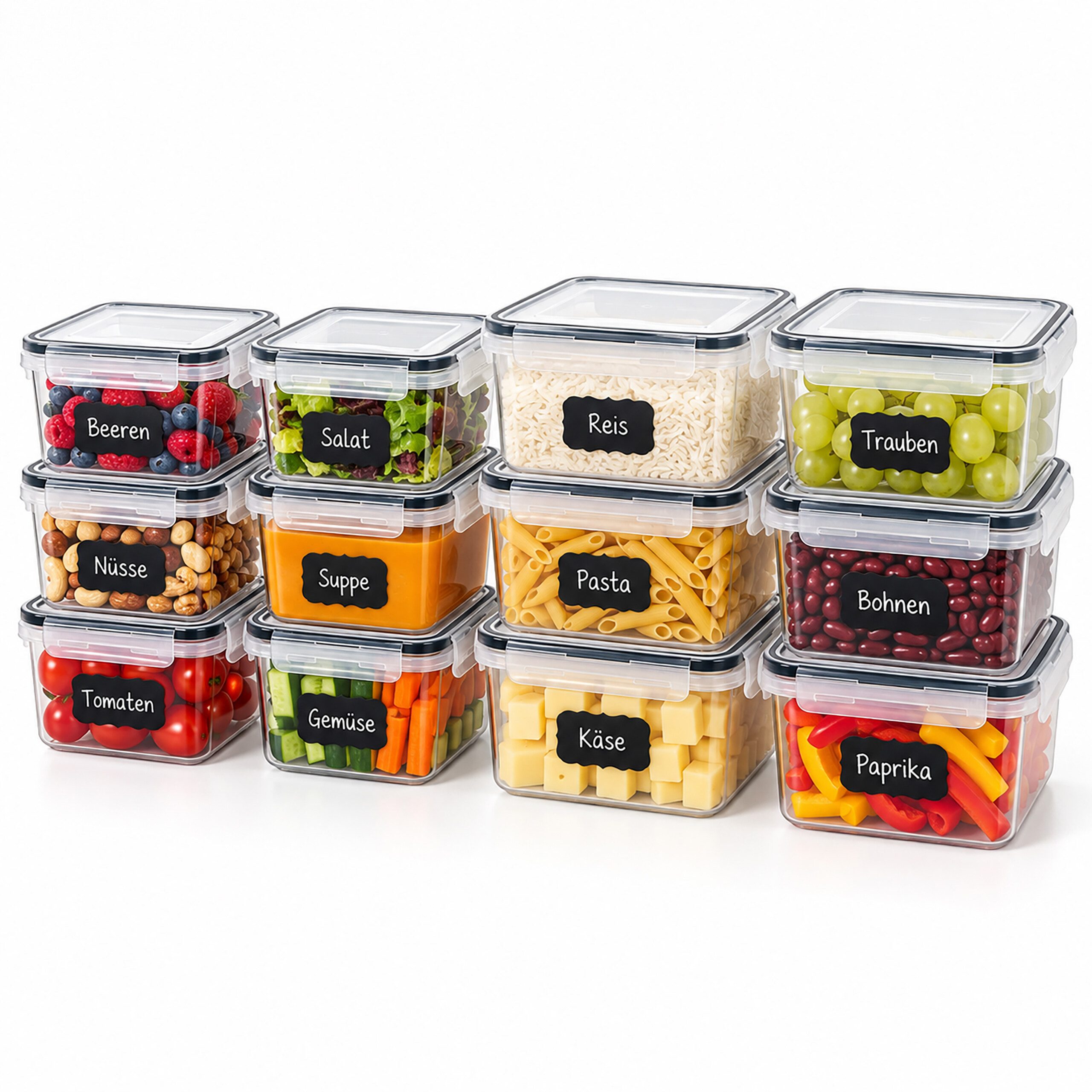 relaxdays Frischhaltedose Kunststoff Set, Kunststoff, (12-tlg), 12er Pack