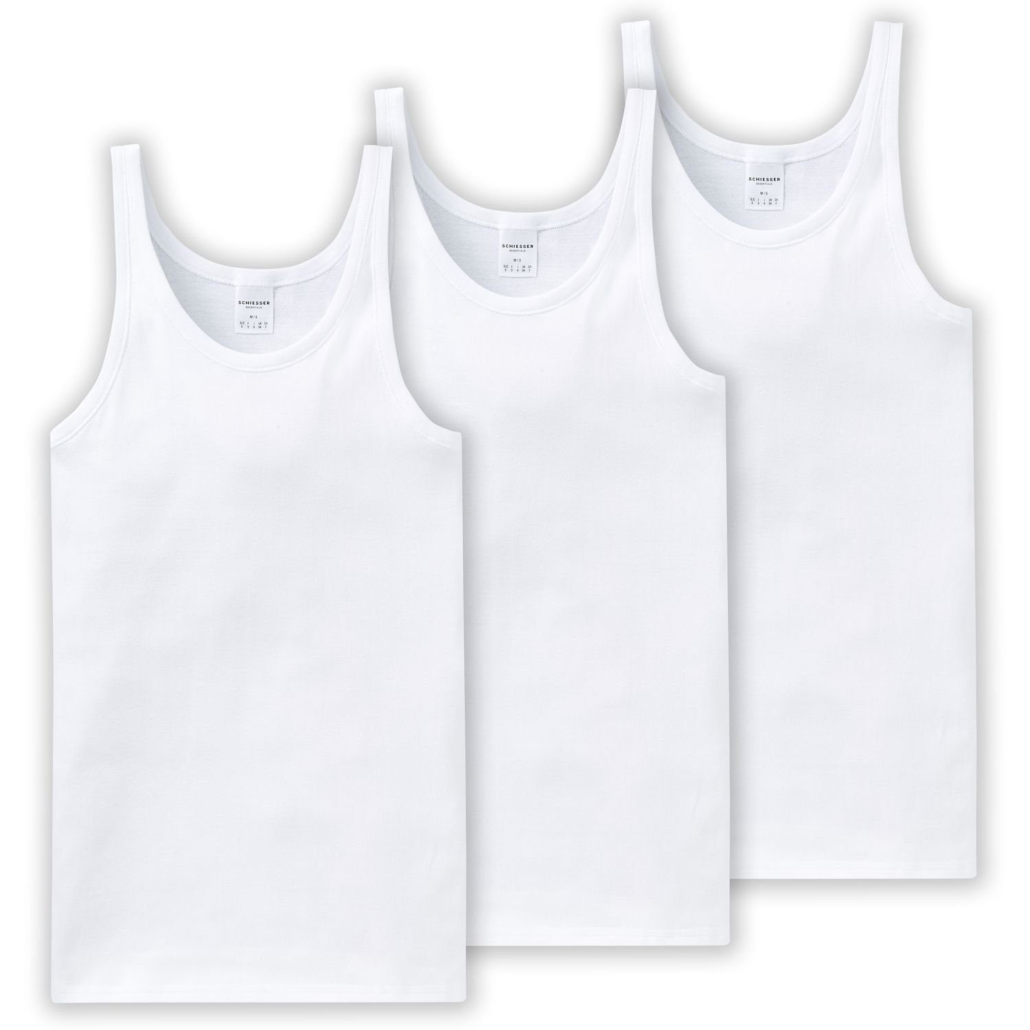 Top-Markenqualtiät Basic-Unterhemd weiß schlichtes in 4 (3-St) x Basic Unterhemd Schiesser