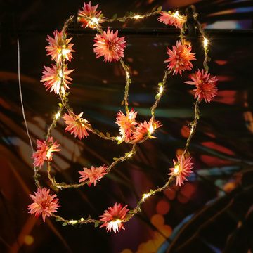 MARELIDA LED-Lichterkette Dahlien Blüten Blumengirlande Blumenlichter Timer L: 2,9m pink, 30-flammig