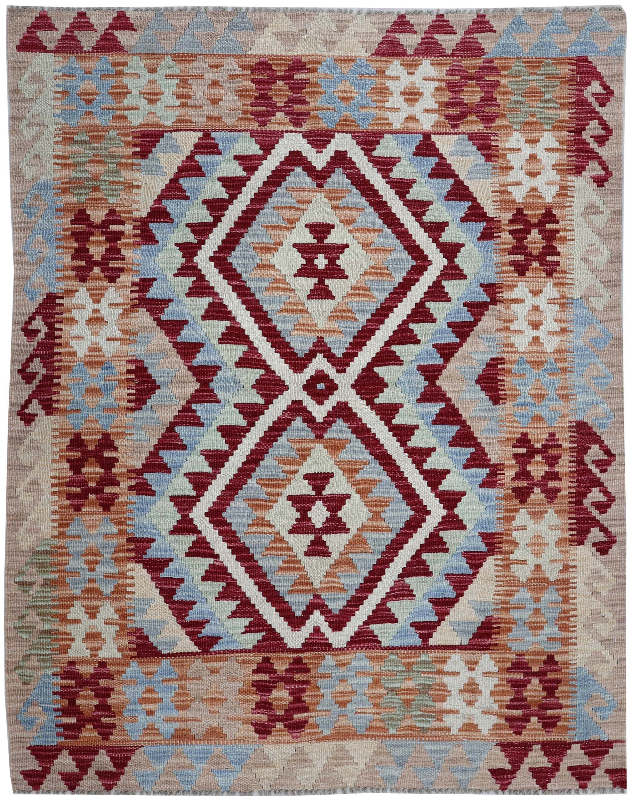CABBEL Orientteppich 135x100 cm Kilim Multicolor Kelim Teppich Schurwolle Handgewebt Unikat, rechteckig, Höhe: 4 mm, 100% Schurwolle – weich und pflegeleicht