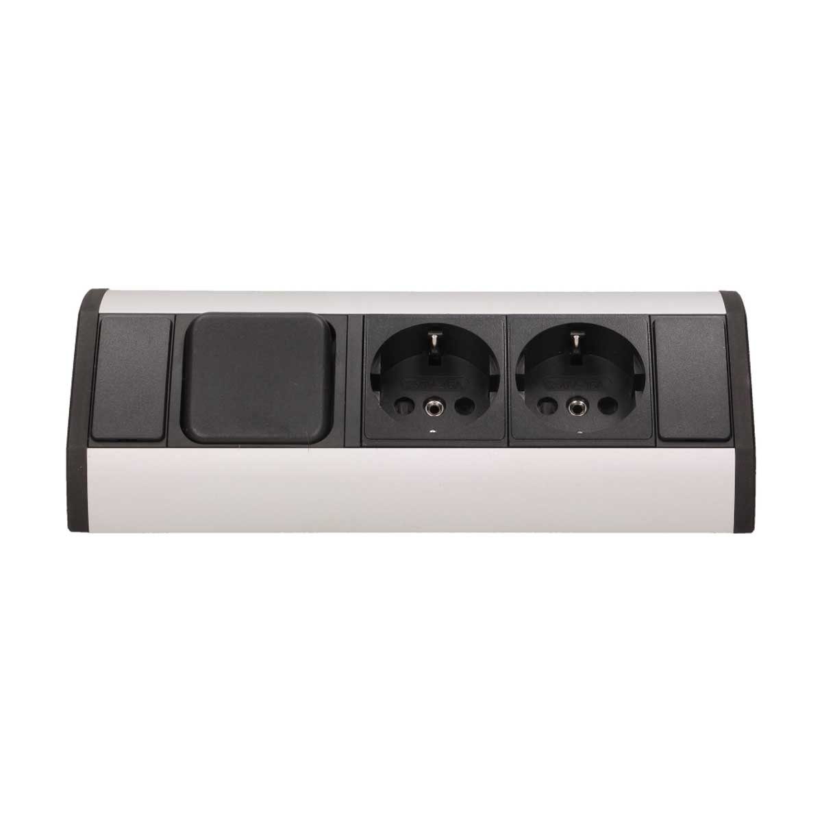 Orno Aufputz-Steckdose Aufbau-Steckdose 2-fach+Schalter sw/si 230V/3680W