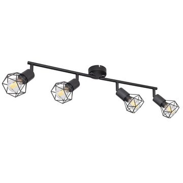 Globo Deckenleuchte Deckenleuchte Wohnzimmer Deckenstrahler 4 Flammig Deckenlampe 54802S-4, schwarz, ohne Leuchtmittel, Lichtfarbe ist abhängig vom Leuchtmittel, Schlafzimmer, Esszimmer, Küche, Flur, Spots