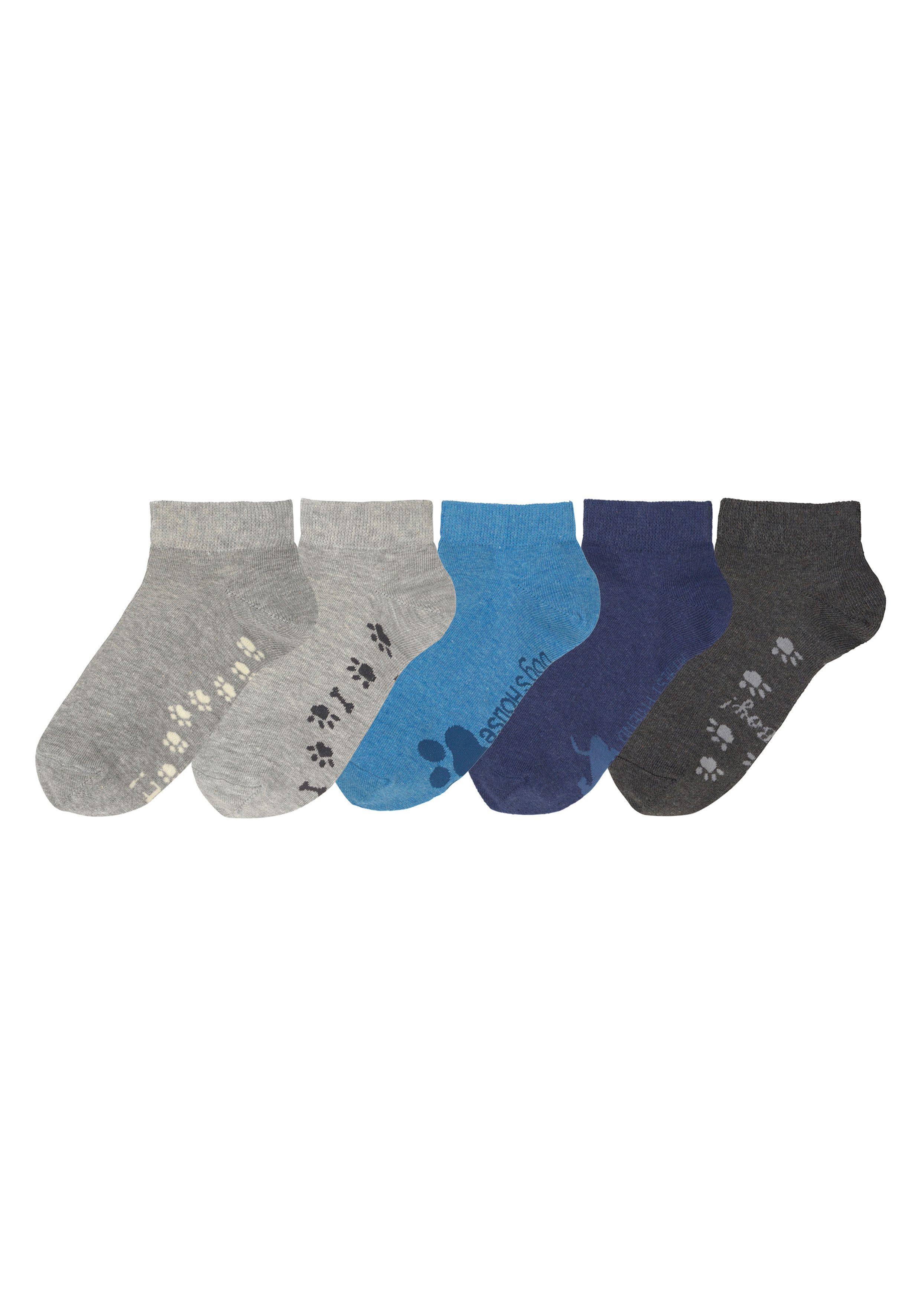 Arizona Sneakersocken (Packung, 5-Paar) mit süßem Pfotendesign unter der Sohle