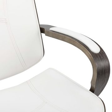 vidaXL Bürostuhl Drehbarer Bürostuhl mit Kopfstütze Weiß Kunstleder und Bugholz (1 St)