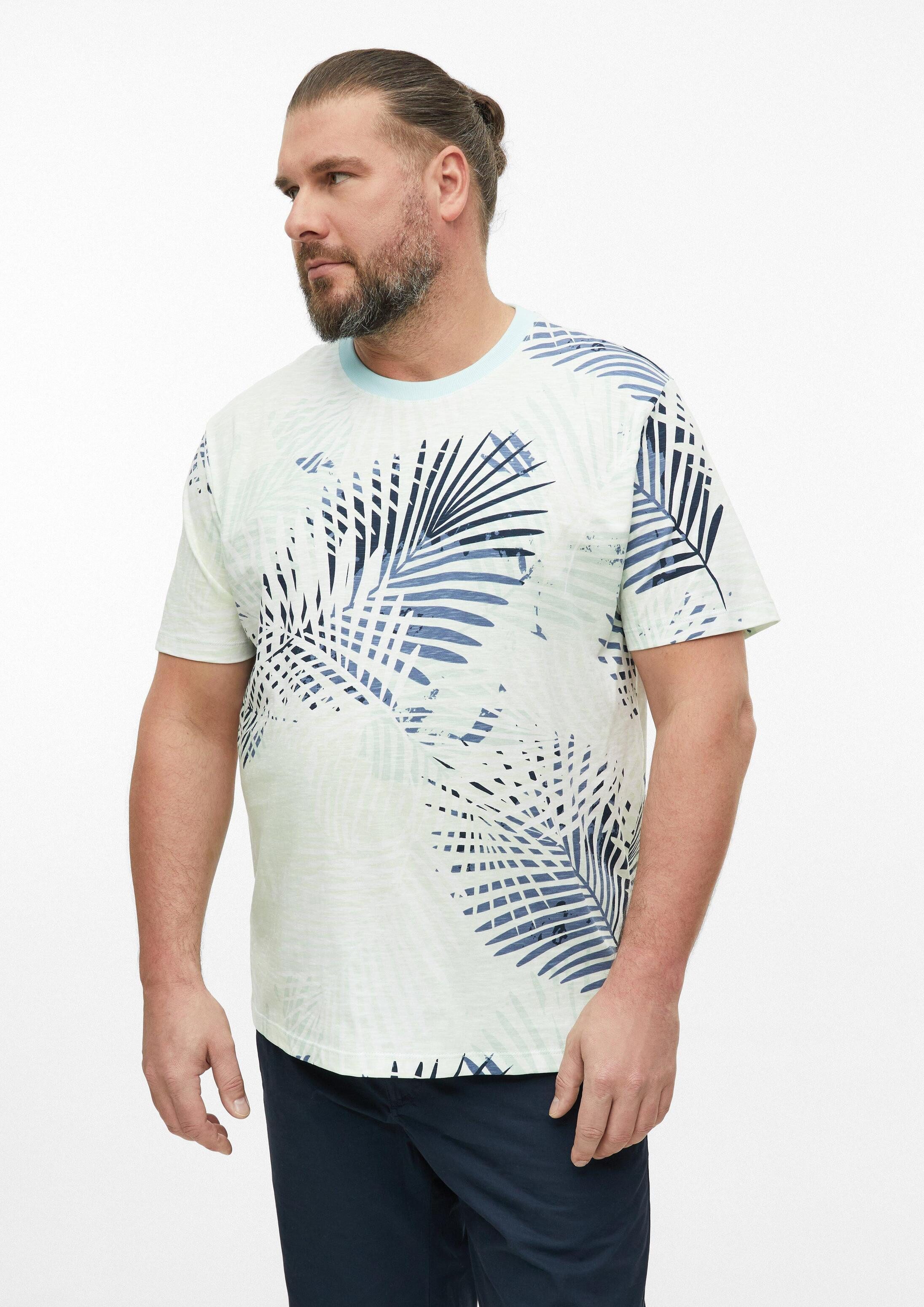 s.Oliver Kurzarmshirt T-Shirt Flammgarn-Shirt mit All-over-Print