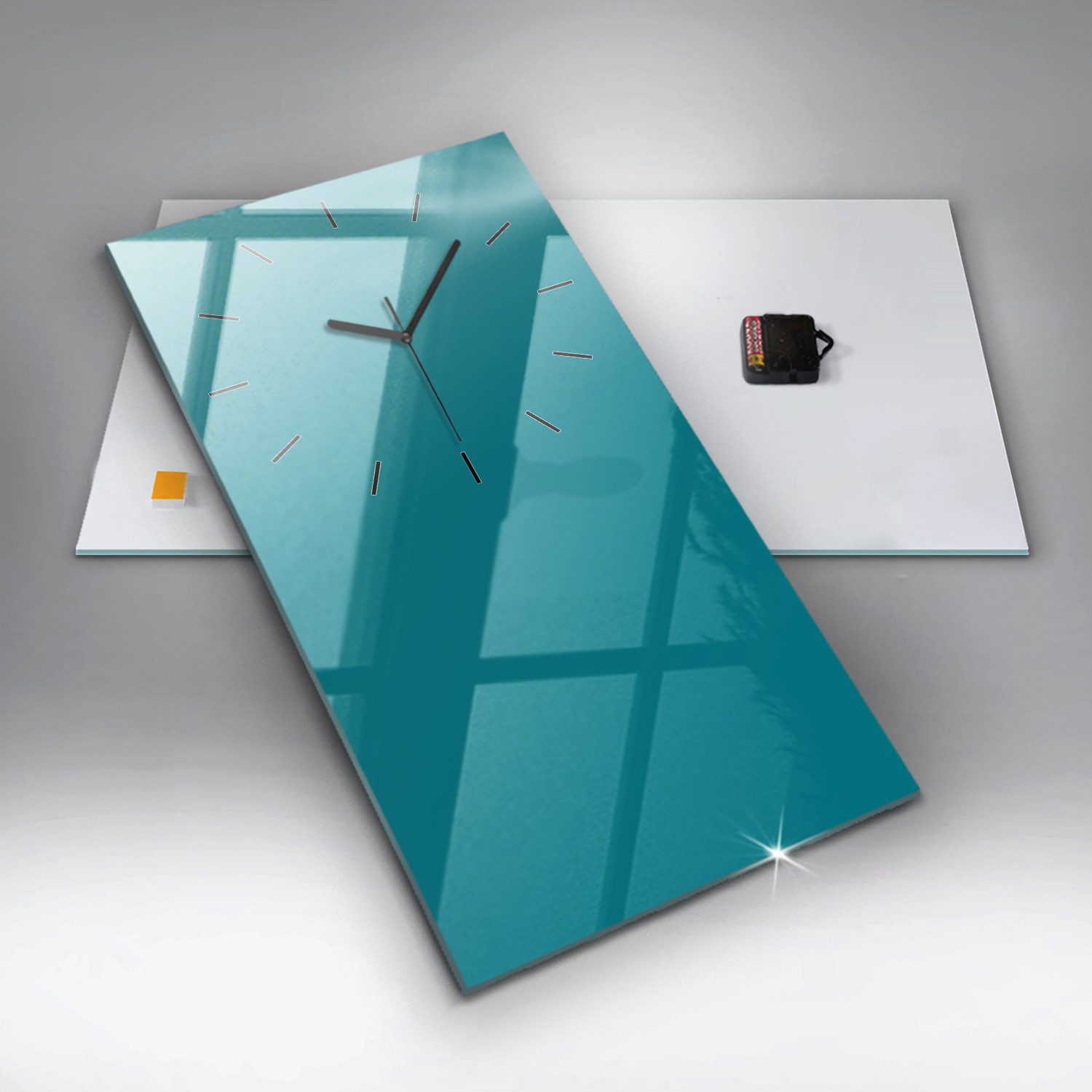 Tulup Wanduhr Glasuhr Rechteckige Wanduhr 30 x 60 cm Uhr aus Gehärtetem Glas