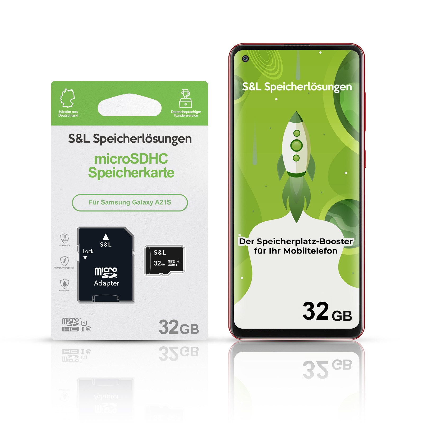 Tec-Expert microSD Karte S&L für Samsung Galaxy A21S Speicherkarte (32 GB, Class 10, microSDHC)