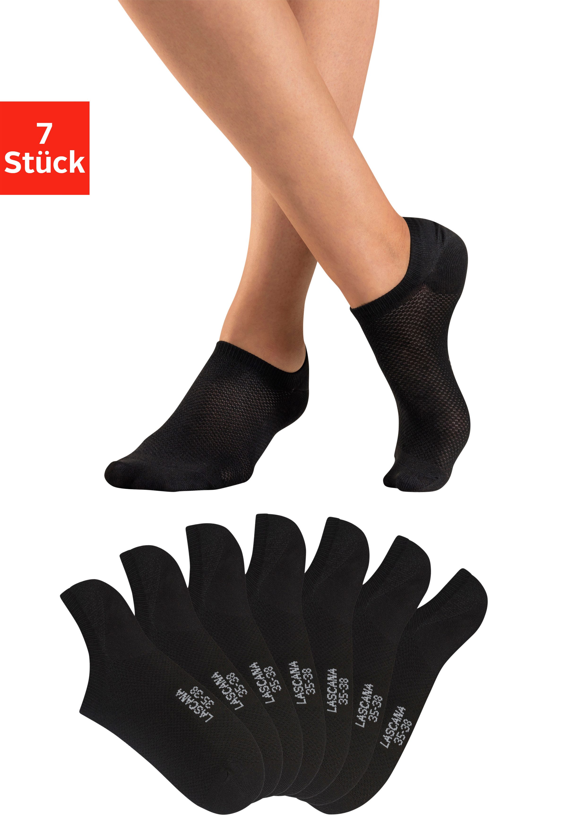 LASCANA ACTIVE Sneakersocken (Packung, 7-Paar) mit Pikeestruktur