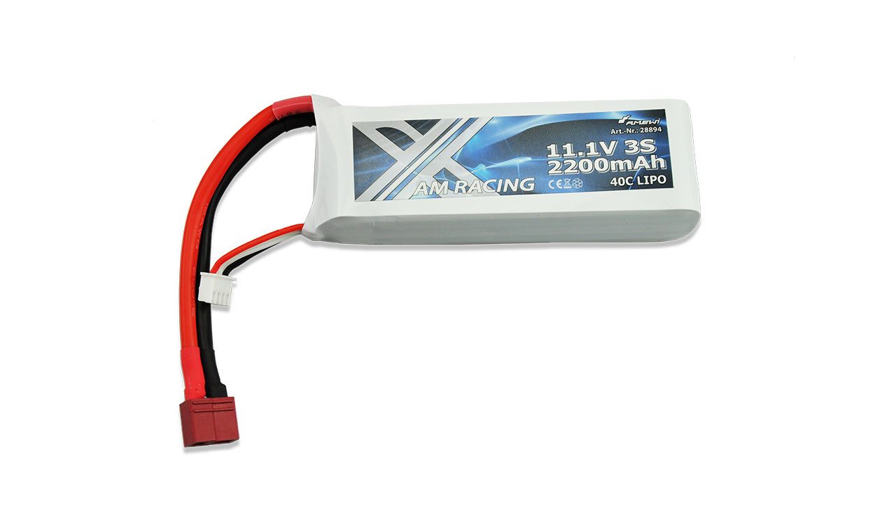 RC-Bagger Amewi Lipo Akku 11,1V 2200mAh 40C mit T Plug für, Wave X, Mad Flow