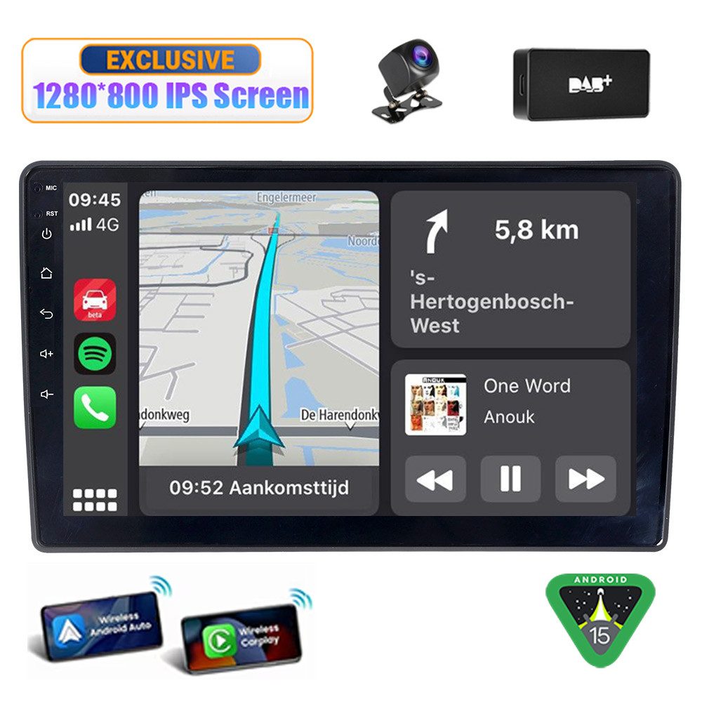 A-Sure Für Citroen C5 2008-2017 Bluetooth 5.0 Carplay 8-Core Navi WiFi USB FM Autoradio (Digitalradio (DAB), RDS, SWC, Apple Carplay)