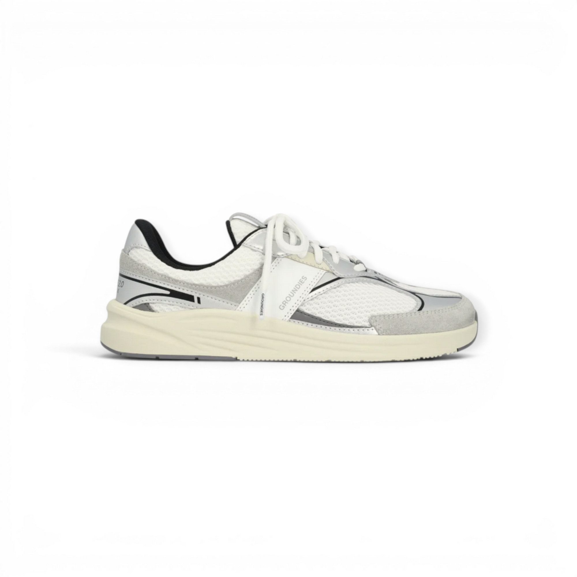 GROUNDIES Starlite 2.0 (Zero Drop, anatomisch Zehenbox) weiss/silber/schwarz Sneaker