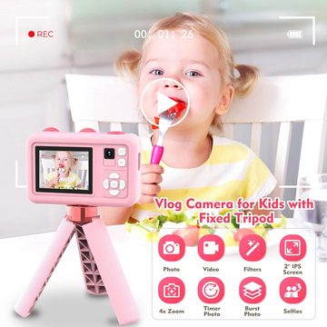 Febotak für 3-10 Jahre Klein Kind mit Kamerastativ Kinderkamera (12 MP, mit 32GB SD-Karte, Video, USB Wiederaufladbare)