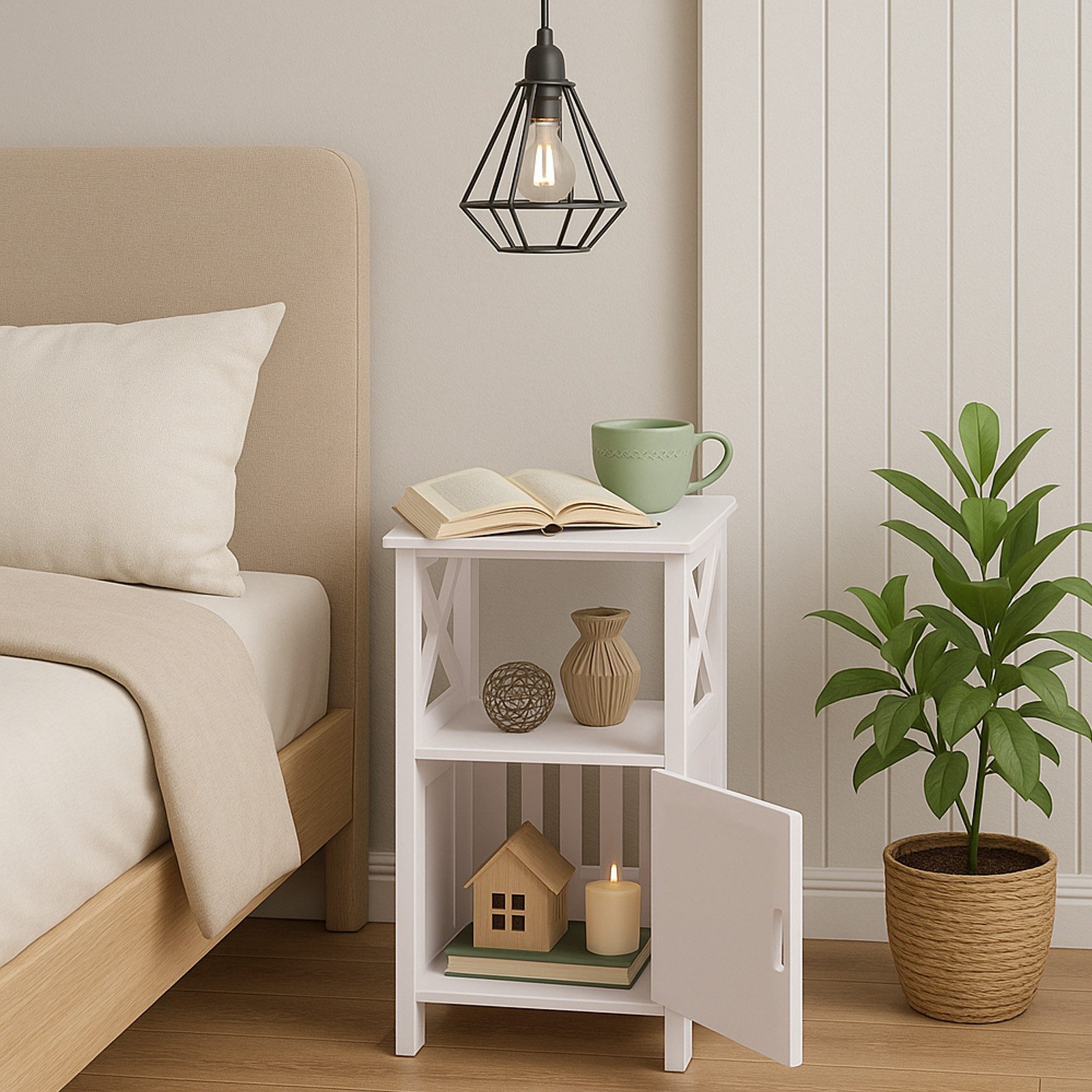 Youyijia Vorratsschrank Nightstand with White Bedside Cabinet Bedroom Livin günstig online kaufen