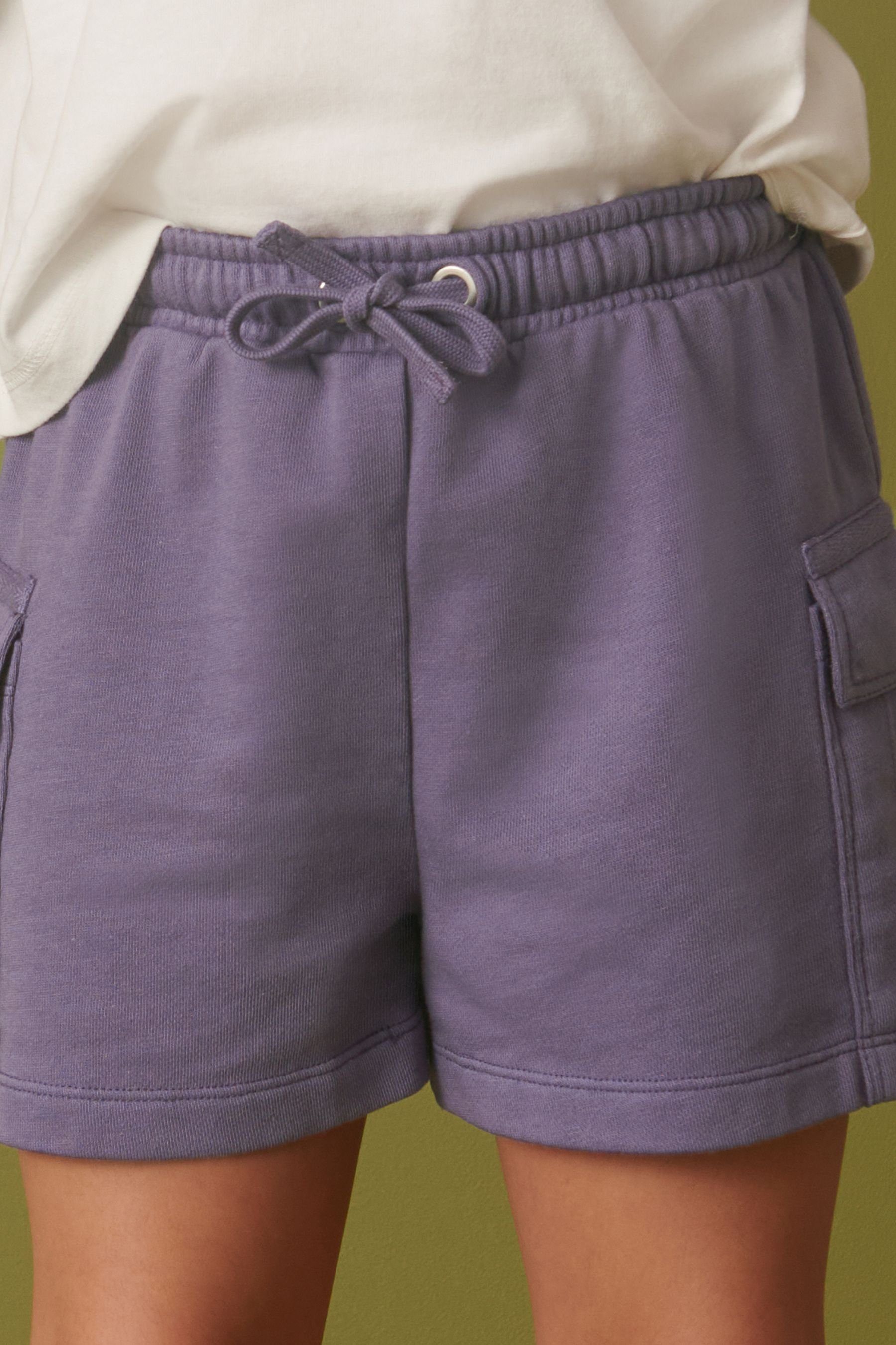 aus Next Purple Cargoshorts Jersey Cargo-Shorts mit Washed Utility-Design (1-tlg)