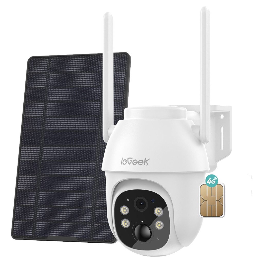 TWUFY IP-Überwachungskamera 4G LTE Überwachungskamera Aussen Akku mit SIM Karte (Außenbereich, 2K Kabellos Solar PTZ Kamera Ohne WLAN Outdoor, 1-tlg., 355°/100° Schwenkbar, Farb-Nachtsicht, Lokaler/Cloud Speicher, Audio, PIR Erkennung,Solar PTZ IP Kamera Outdoor)