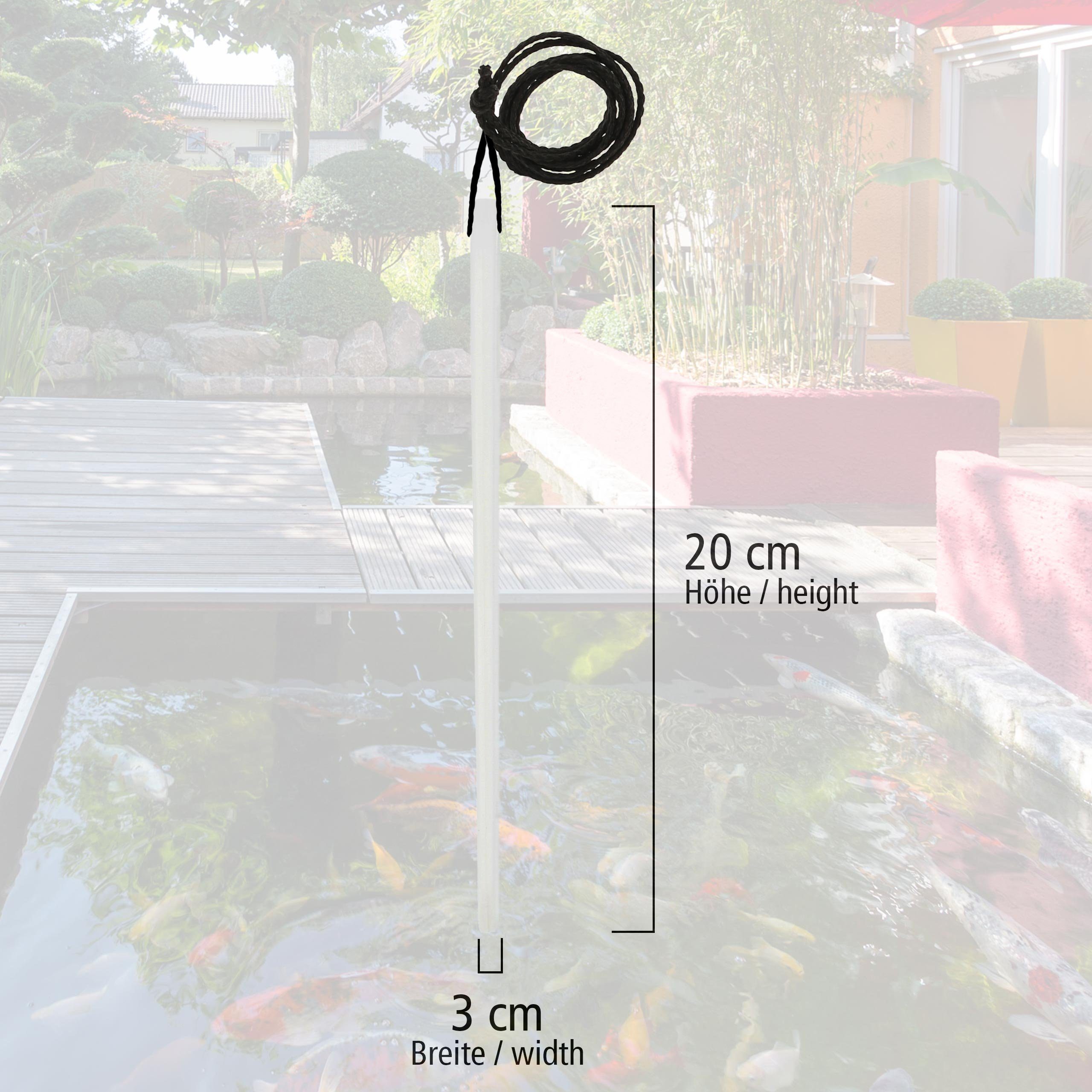 Lantelme Aquarienthermometer Teichthermometer 20cm Selbstsinkend Fischzucht Fischteich Thermometer, 1-tlg., für Teiche und Aufzuchtbecken, mit Schnur, Thermometer sinkend, Für Fische Koi Karpfen, Temperaturanzeige 0 bis 60°C