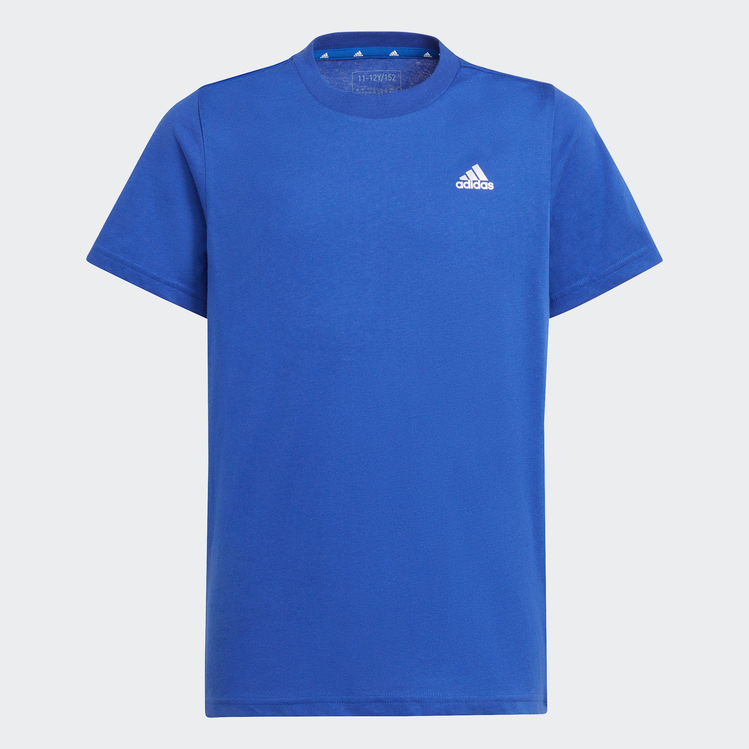 Sportswear T-Shirt SMALL LOGO adidas ESSENTIALS Blue / White COTTON Semi Lucid