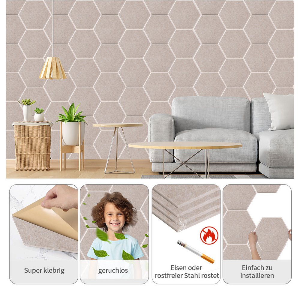 Thumbnail - PFCTART Schallschutzpaneel Sechseckige akustische Absorptionsplatte aus Polyesterfaserfilz, (12 Stück 30*30*0.9cm) Kann ...