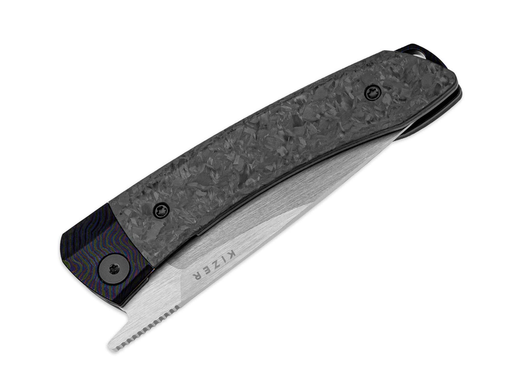 Kizer Taschenmesser Kizer Mini MoMo M390 Ti Marble CF