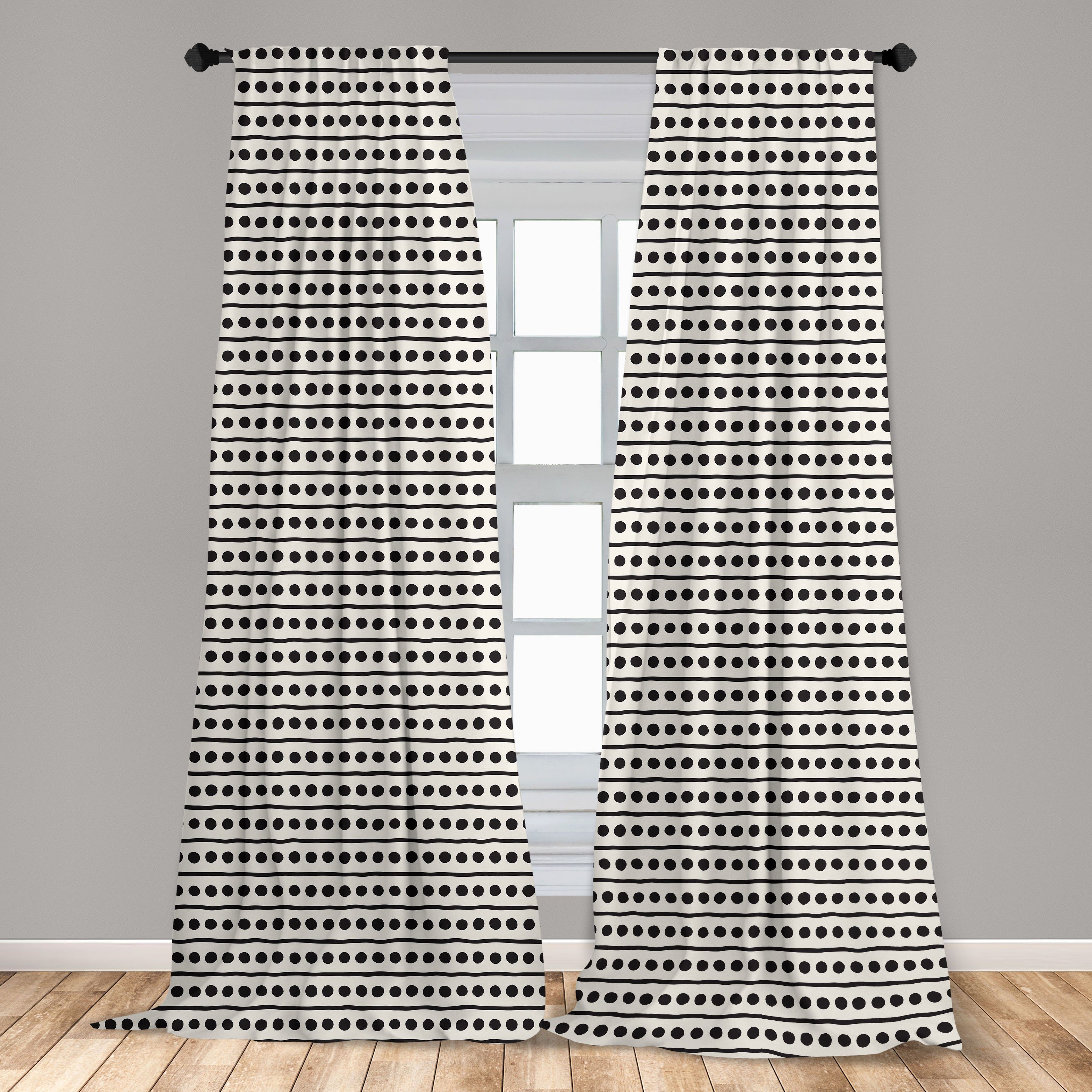 Gardine Vorhang für Kunst Abakuhaus, Dekor, Microfaser, Linear Ungleiche Arrangement Wohnzimmer Inky Schlafzimmer