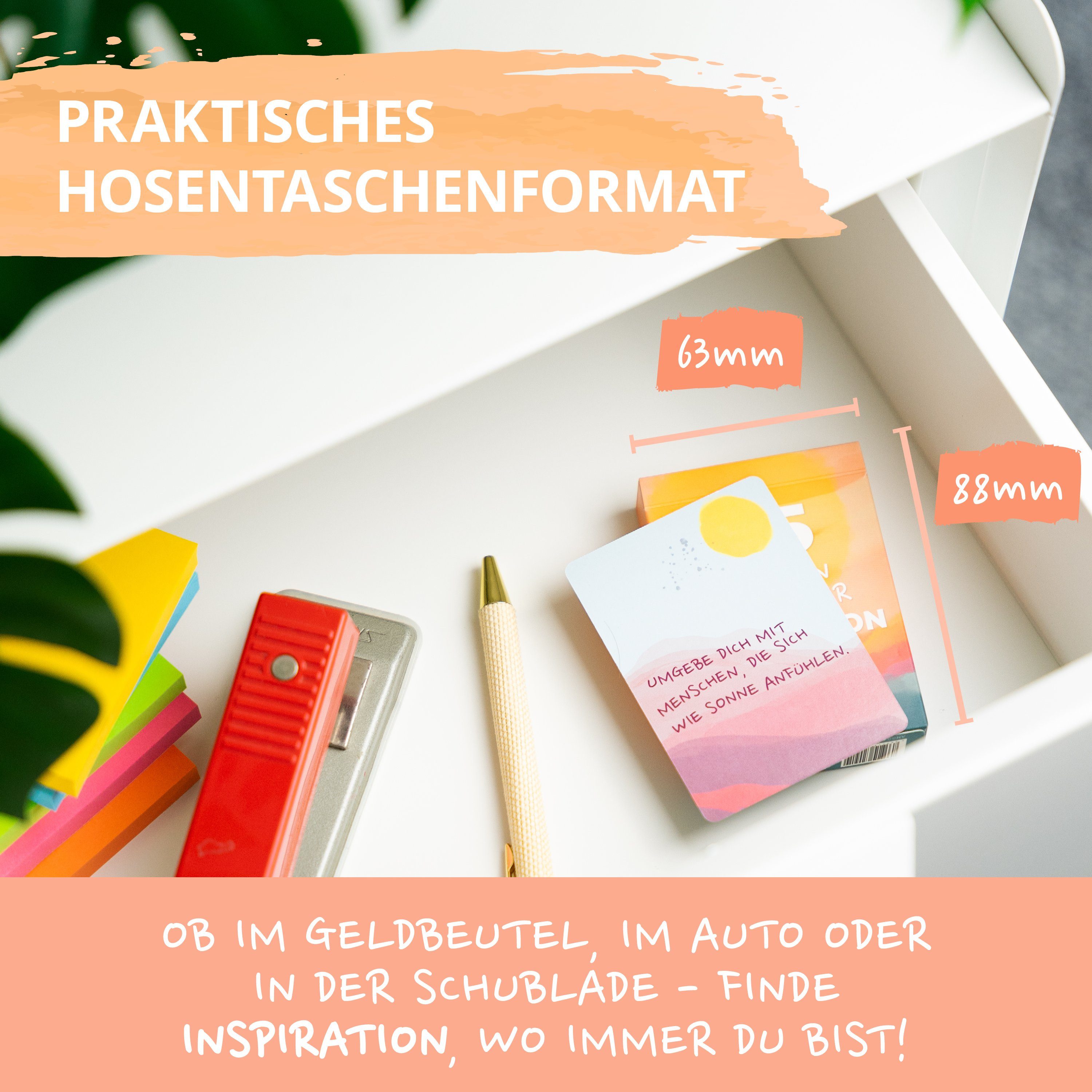 Amari Grußkarten Achtsamkeitskarten 55 Motivationskarten mit Sprüchen, Geschenkidee Affirmationskarten für Resilienz & Selbstliebe