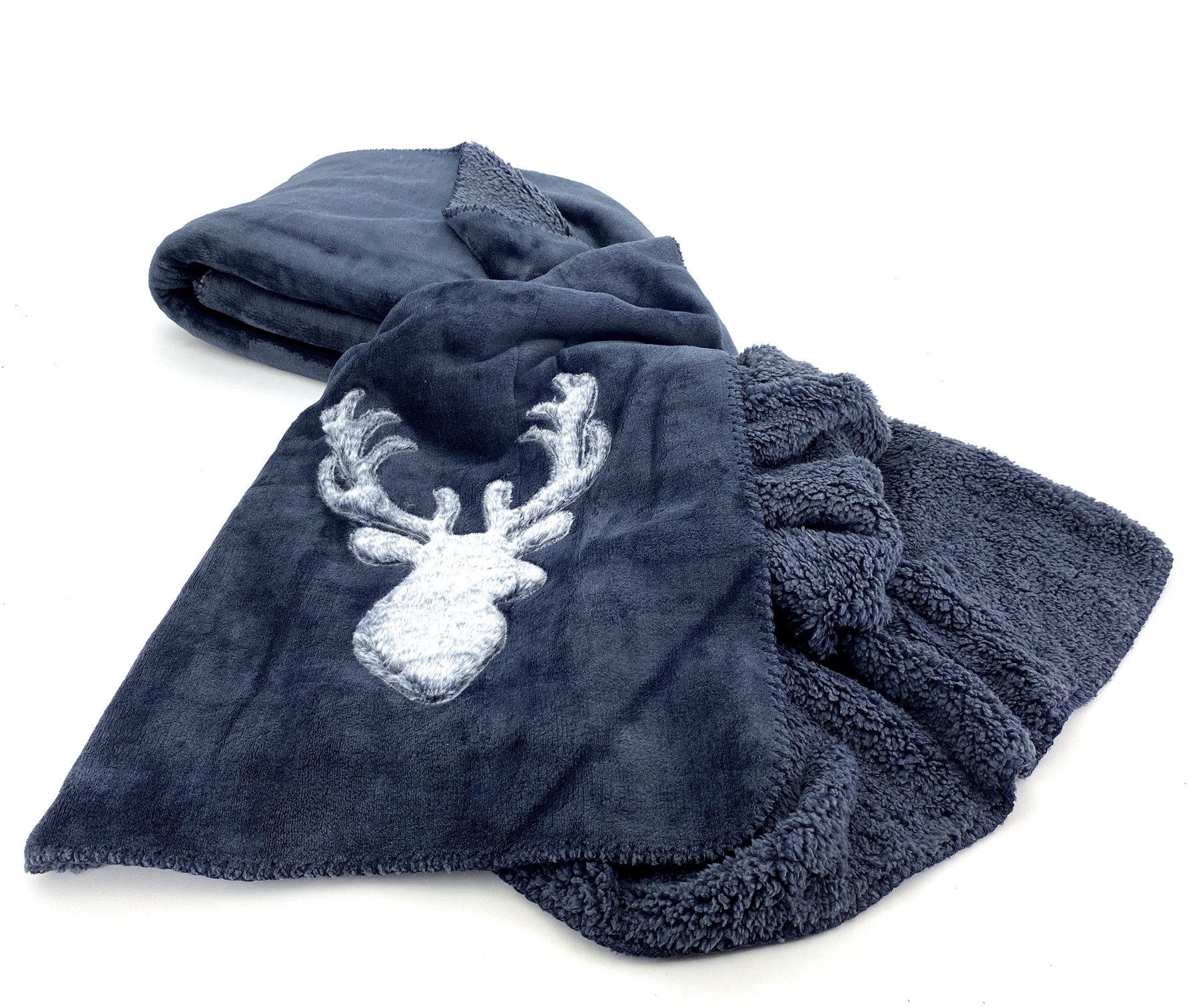 Wohndecke Kuscheldecke Hirsch Fell-Imitat Sofadecke Landhaus, günstig online kaufen