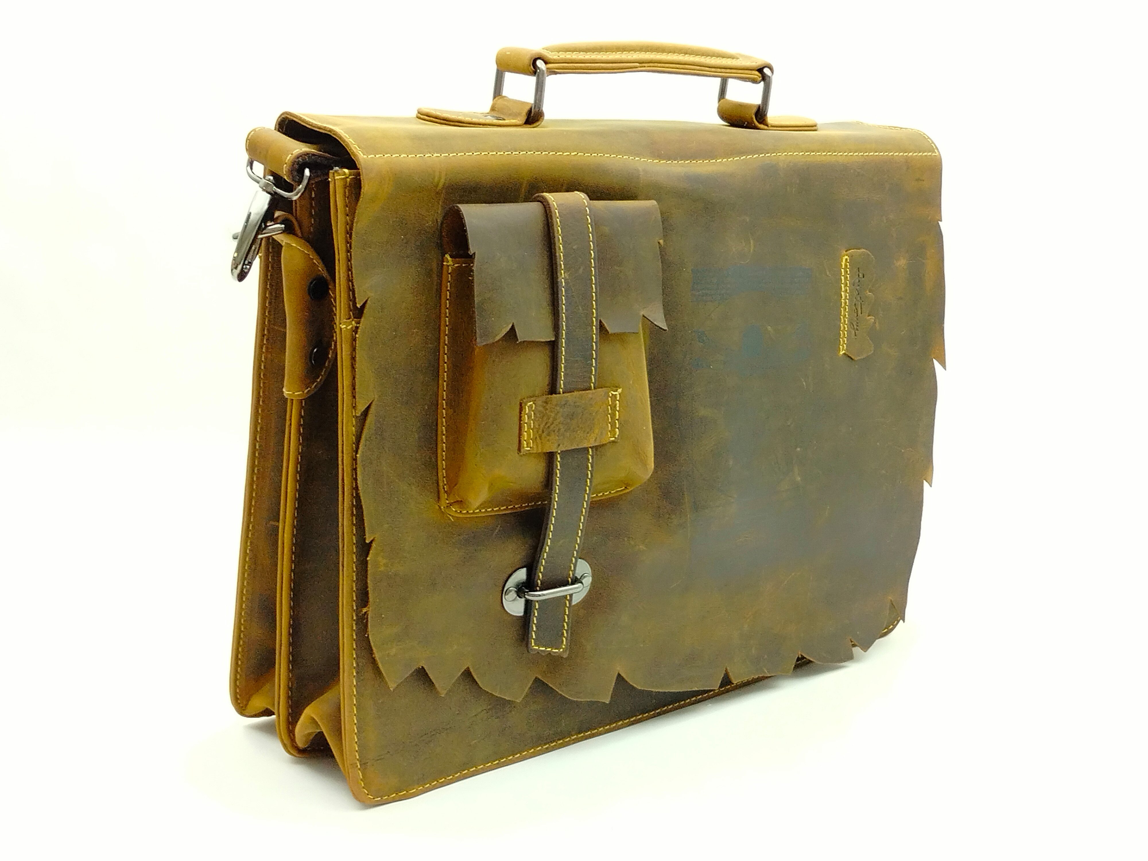 Landleder Aktentasche Ausgefallene Vintage Aktentasche Leder Anatomy-Bild, braun