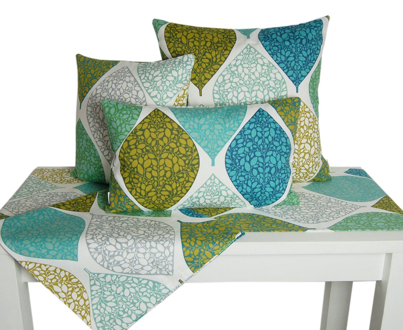 beties Mitteldecke Momente (1-tlg, 1 Stück), mit Slups, Blätterdesign in harmonischer Farbgebung, 100% Baumwolle