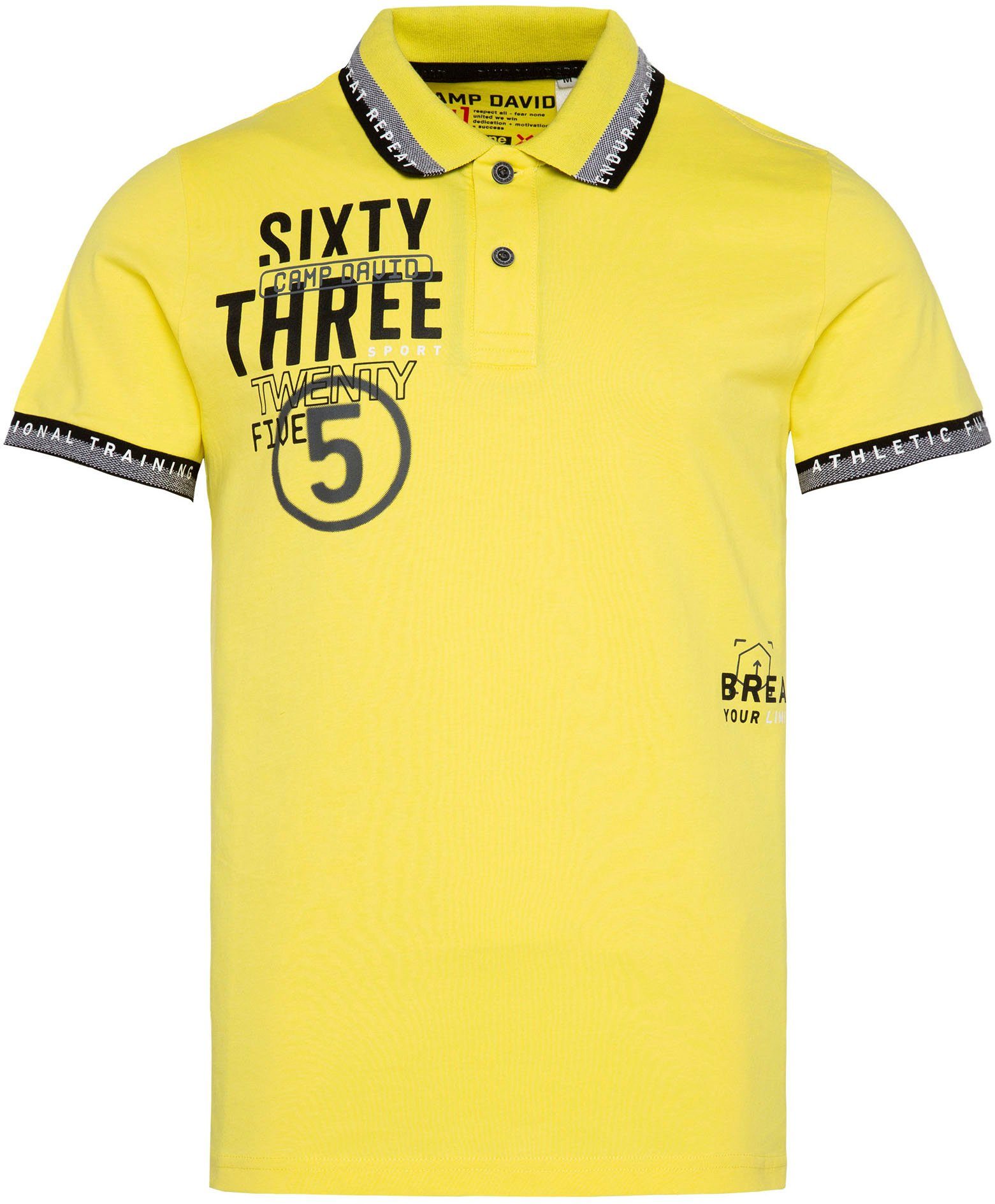 Folien-Prints yellow mehreren mit CAMP DAVID Poloshirt active kleinen