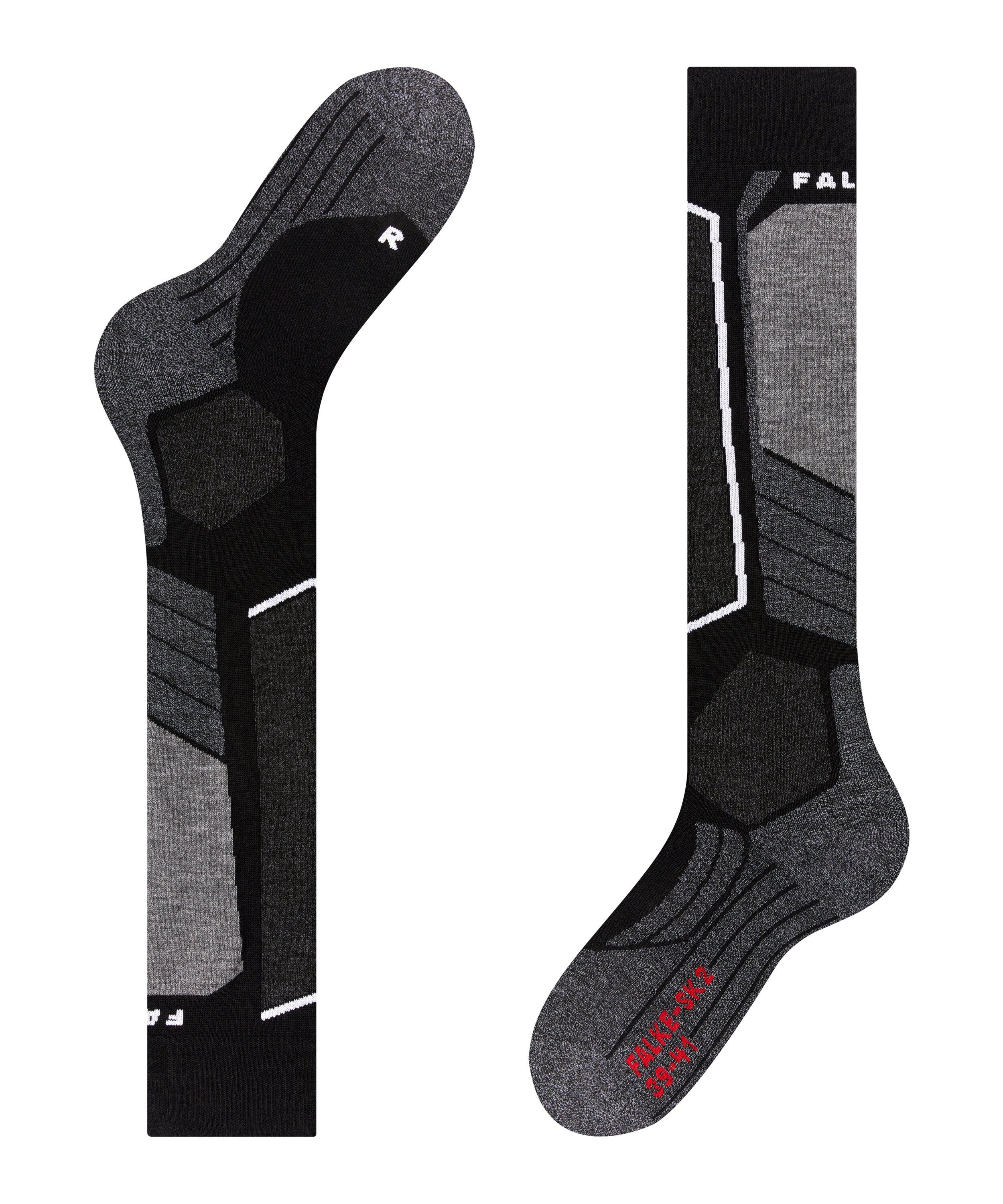 FALKE Skisocken SK2 Intermediate (1-Paar) mit (3010) Komfort black-mix für und Polsterung mittelstarker Kontrolle
