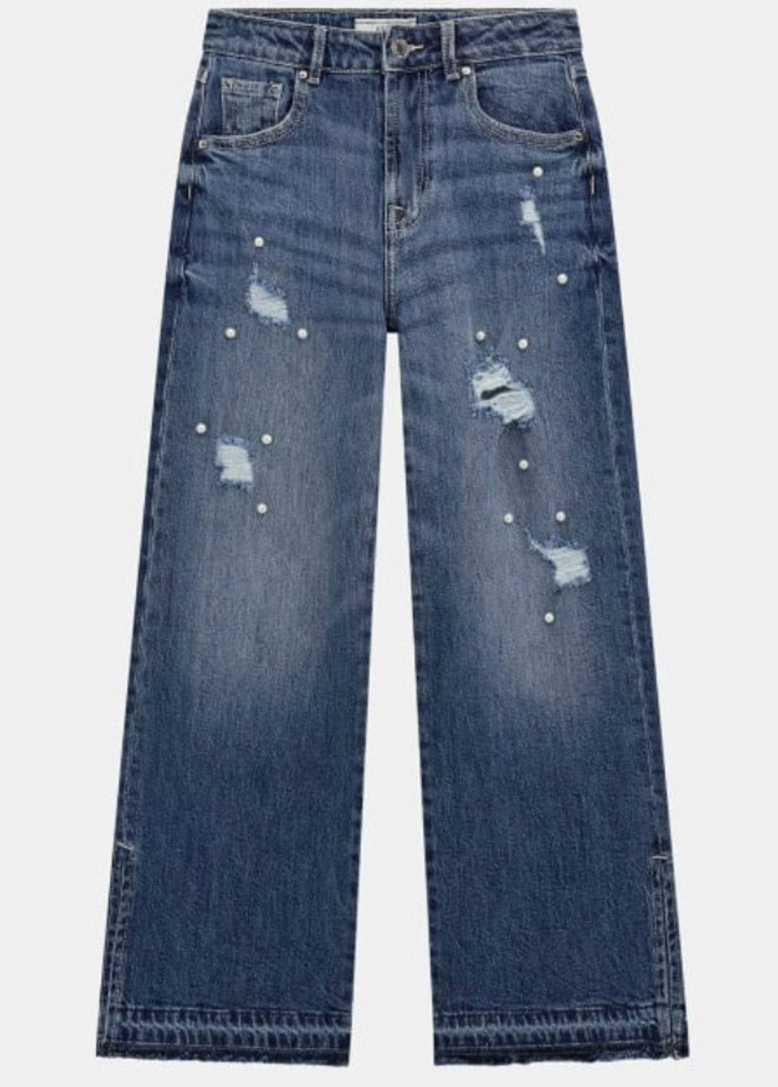 Guess Kids 5-Pocket-Jeans GUESS Mädchen Jeans Straight Fit mit Nieten blau