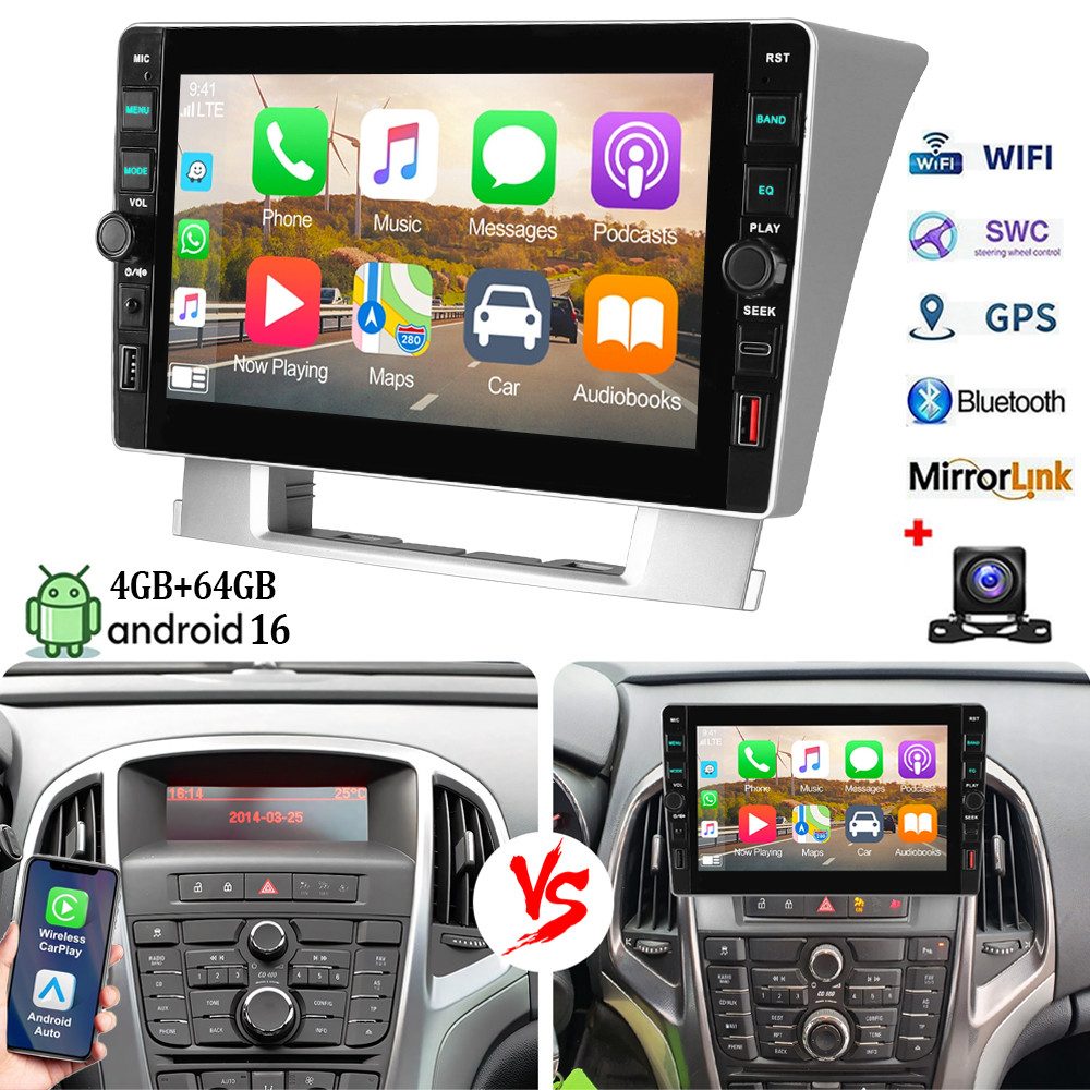 ESSGOO 64GB DAB+ Android 16 Für Opel Astra J 2010-2014 Carplay Mit USB Type-C Autoradio (RDS, 4+64GB(optional), FM, USB- und Type-C, GPS, DAB+ (optional), SWC)