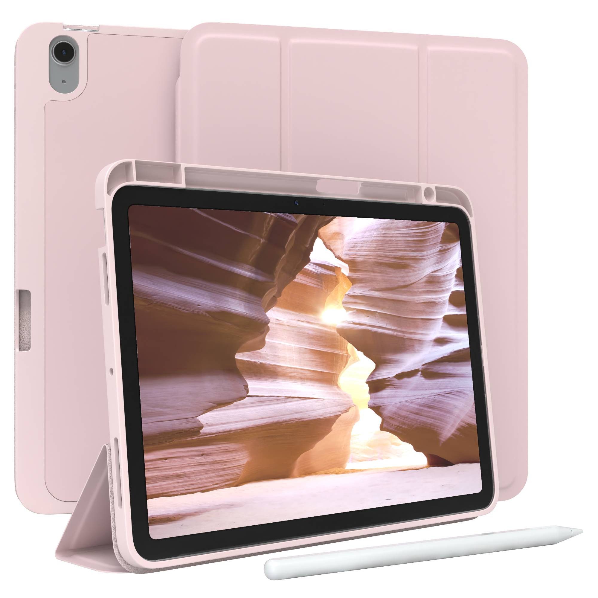EAZY CASE Tablet-Hülle Penholder Smartcase für Apple iPad Air 11 (2024) 11 Zoll, Hülle mit Stifthalter magnetisch kratzfeste Tasche zum Aufkappen Rosa