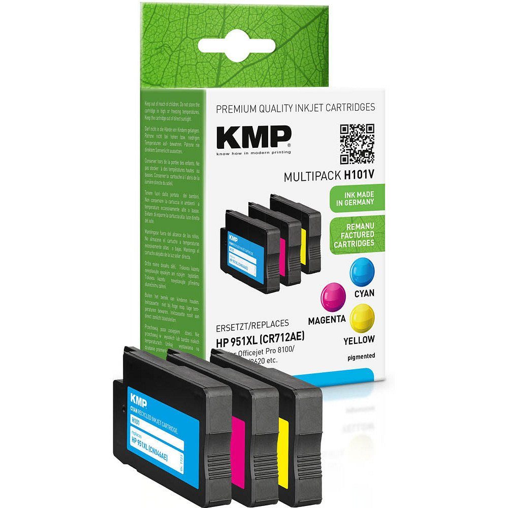 KMP 1 Tinten Multipack H101V ERSETZT 951XL C/M/Y Tintenpatrone (3 Farben)