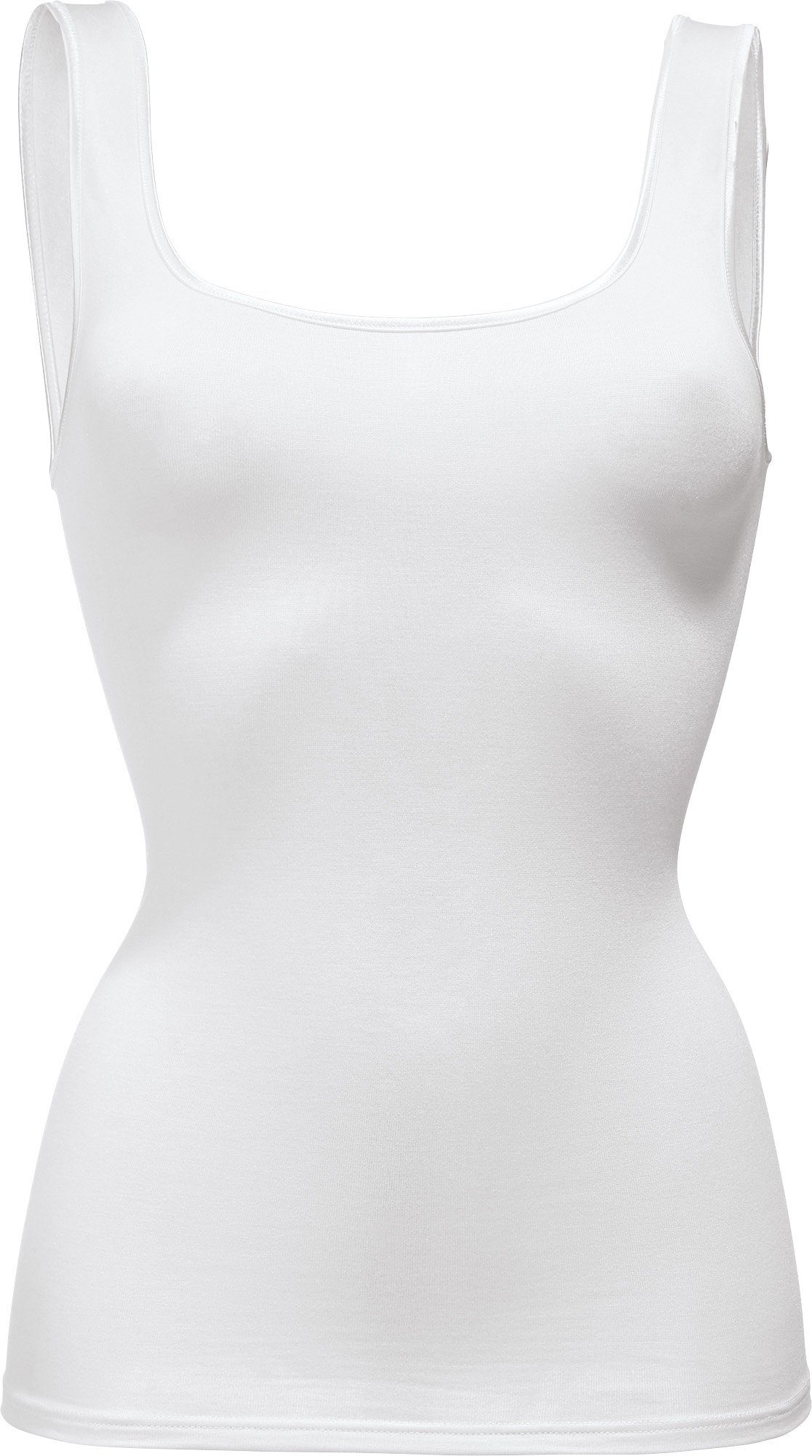 Pompadour Unterhemd Damen-Unterhemd Modal Uni weiß