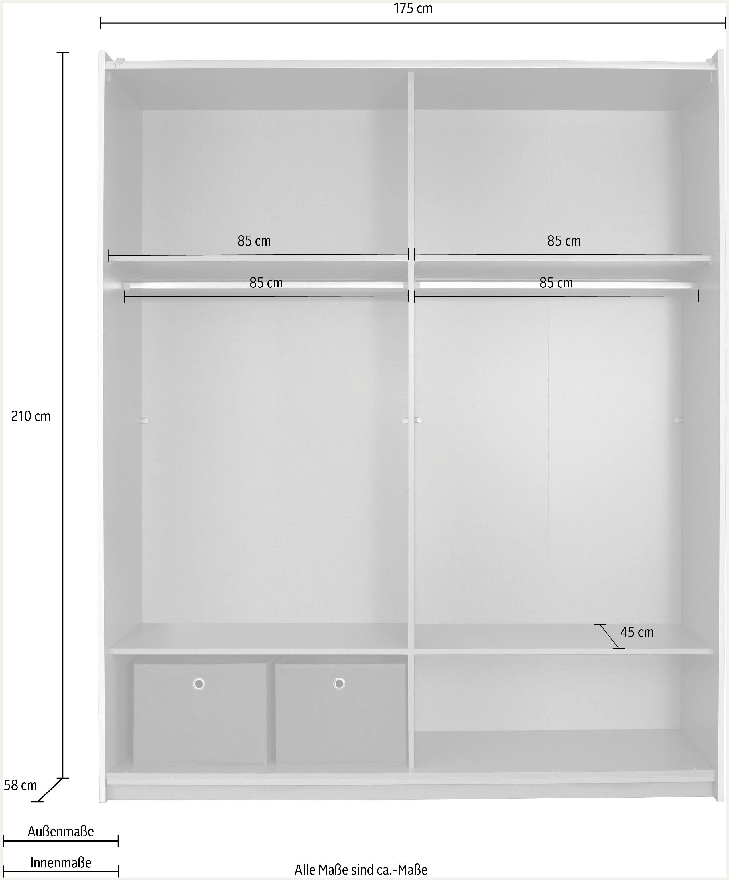 und Astana weiß/Struktureiche Einlegeböden Stoffboxen Schwebetürenschrank 2 zusätzlichen inkl. rauch