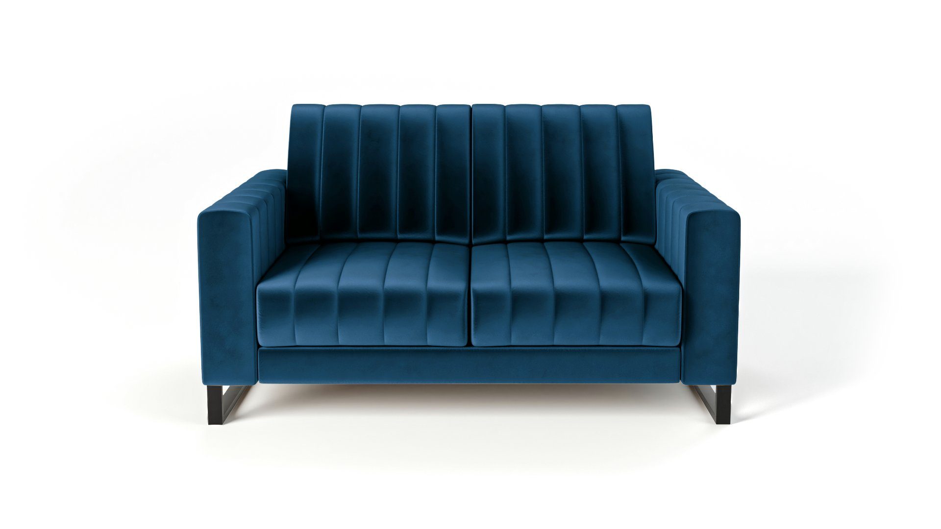 Elegantes Siblo Zweisitziges Zweisitzer-Sofa Mono schwarzen Sofa - 2-Sitzer 2 Beinen auf Blau