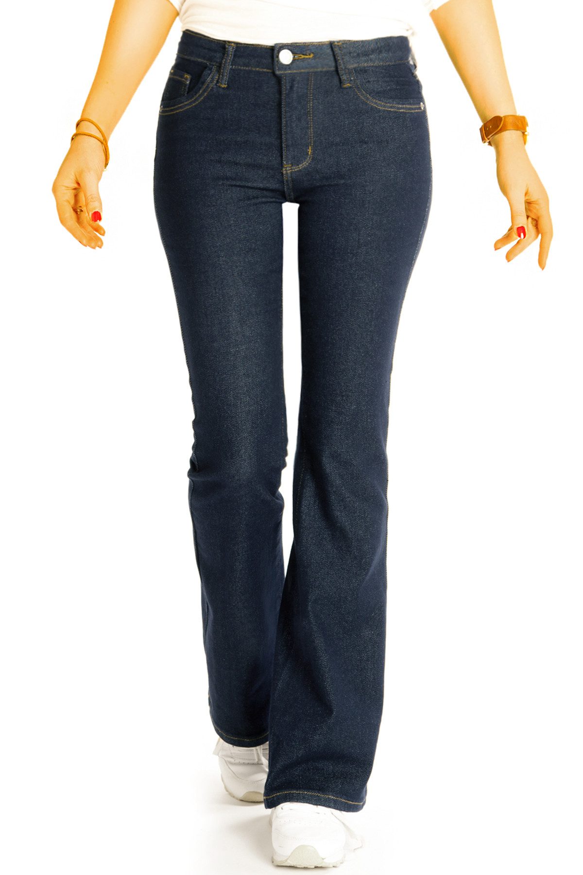 be styled Bootcut-Jeans Hüftjeans Bootcut Jeanshose blaue Stretch Schlaghose - Damen - j43k-1 indigoblau