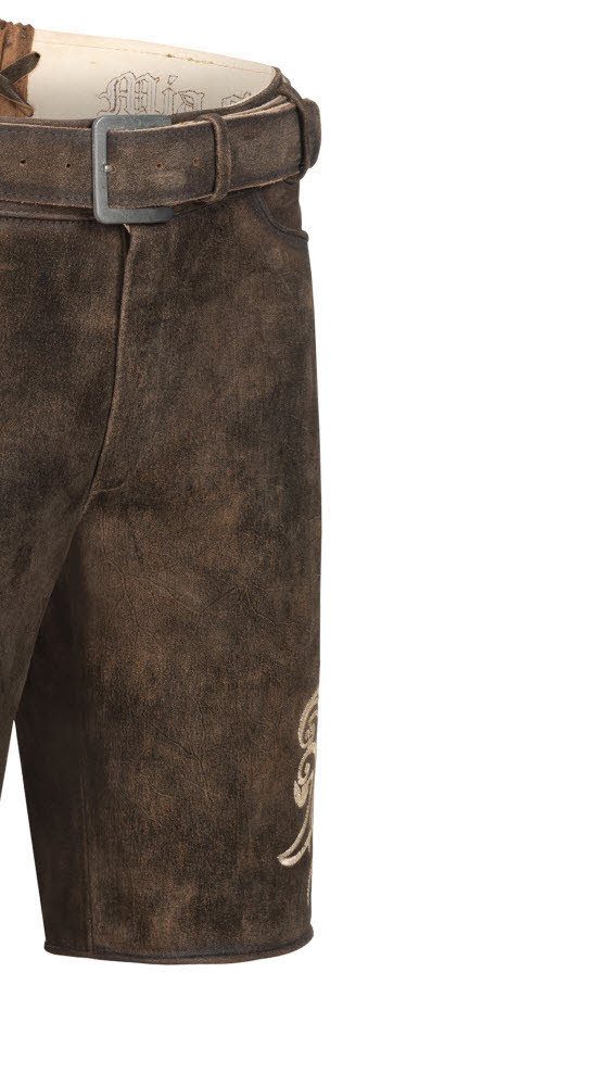 Nübler Trachtenlederhose Lederhose kurz RV Hudson in Dunkelbraun von Nübler