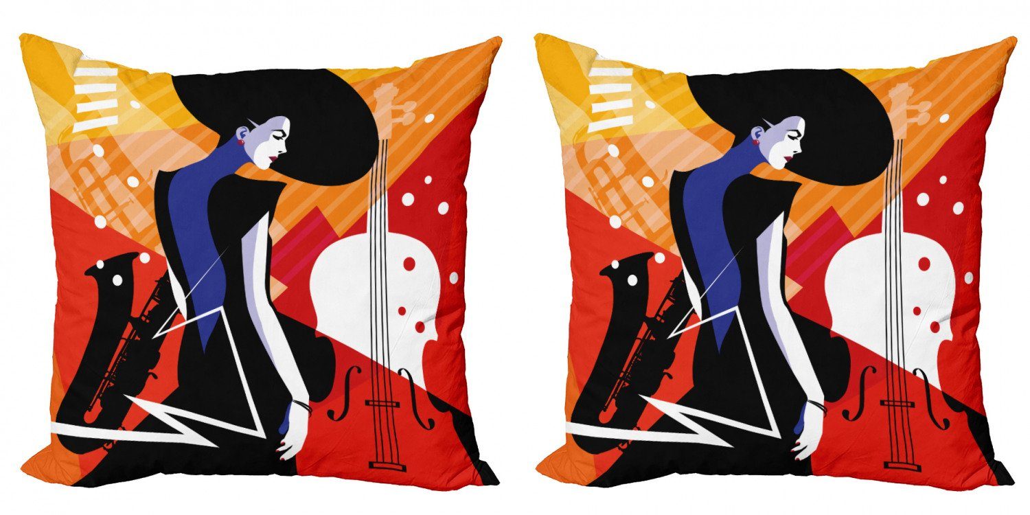 Kissenbezüge Modern Accent Doppelseitiger Digitaldruck, Abakuhaus (2 Stück), Abstrakte Frauen Moderne Musik Jazz