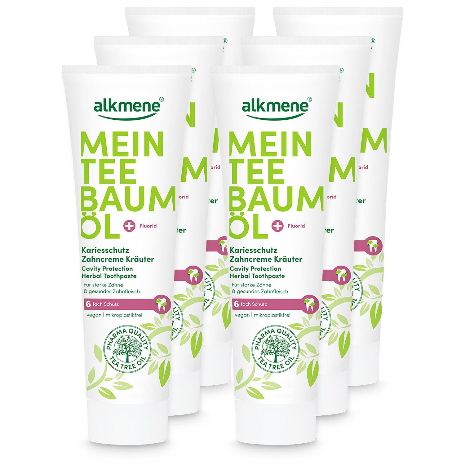 Zahnpasta 6x Teebaumöl Kariesschutz Zahncreme Kräuter - Zahnpasta 6fach Schutz