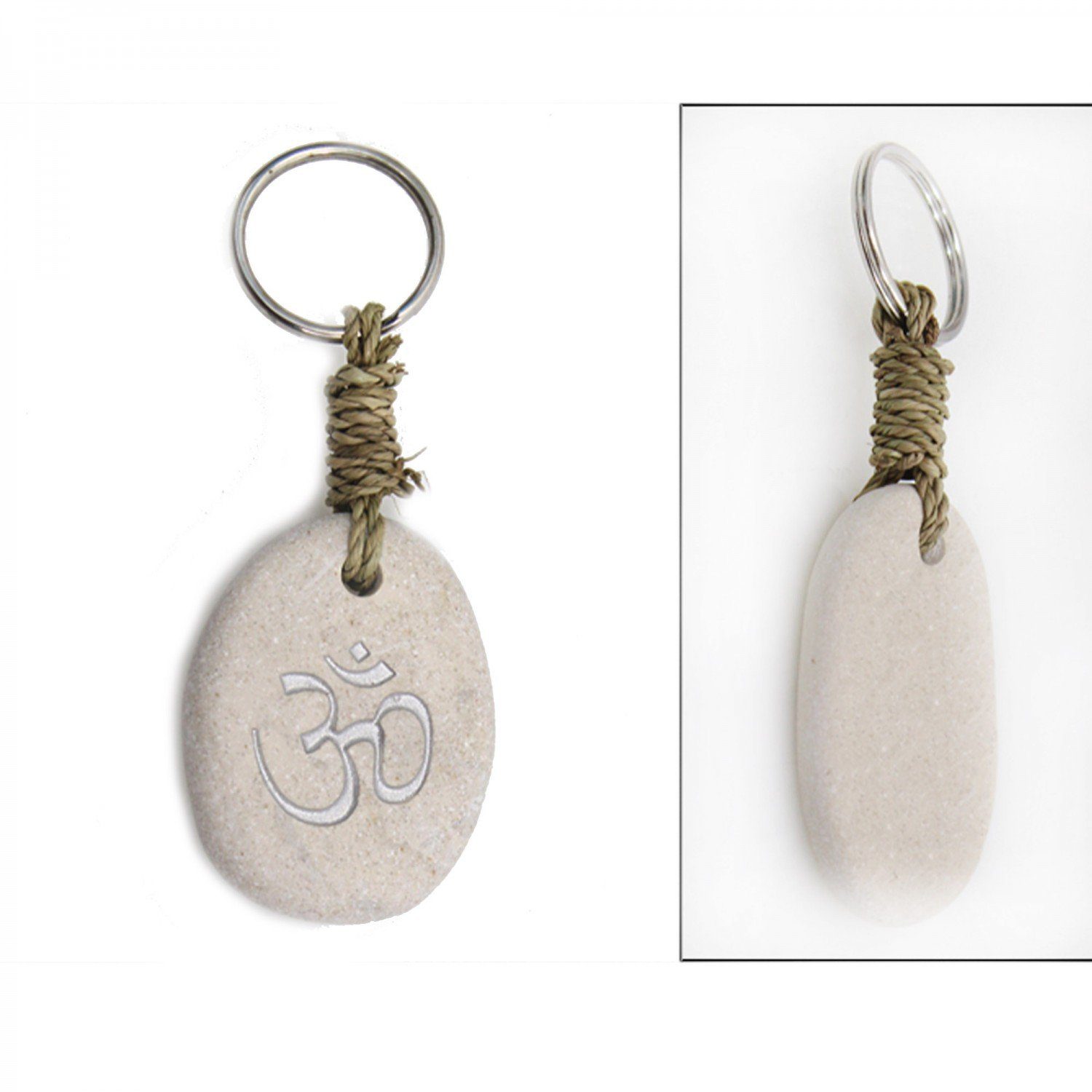 mitienda Schlüsselanhänger Yoga mit Gravur OM aus Gravur Schlüsselanhänger mit Stein