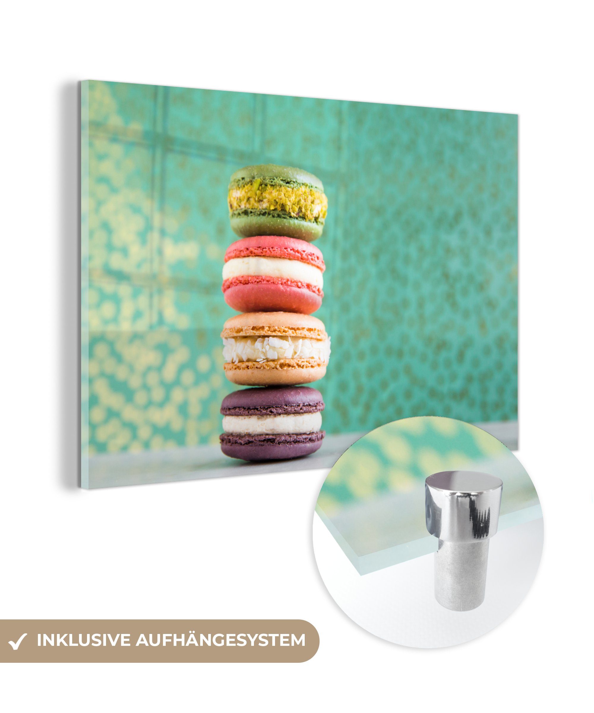 MuchoWow Acrylglasbild Lebensmittel - Macaron - Kekse, (1 St), Acrylglasbilder Wohnzimmer & Schlafzimmer