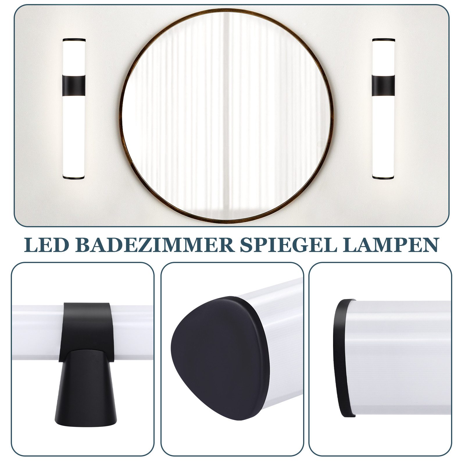 Nettlife LED Spiegelleuchte Spiegelleuchte Led Wandlampe 35cm, LED fest integriert, Neutralweiß