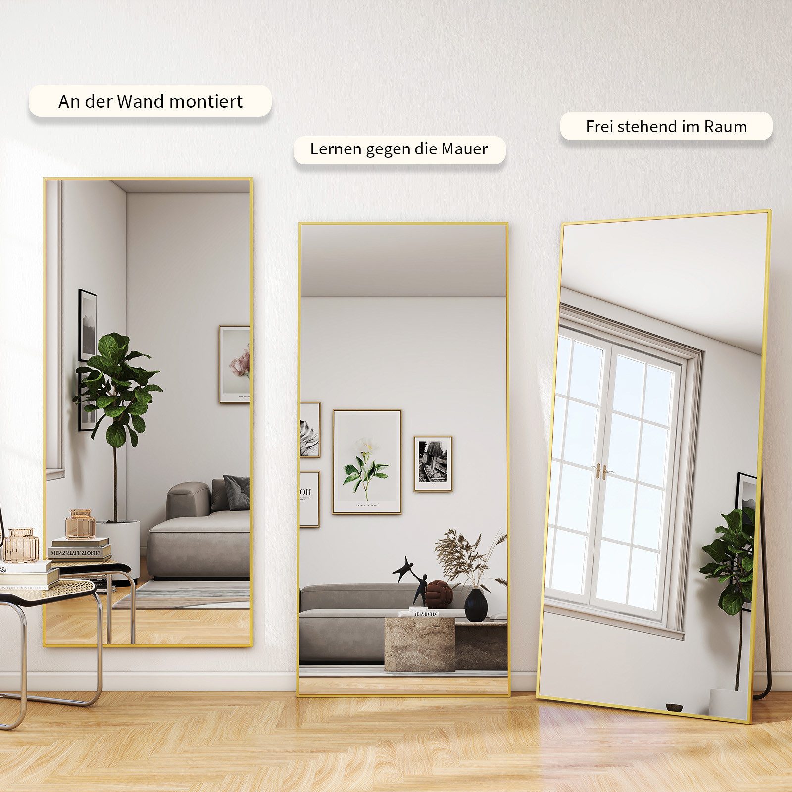 Koonmi Ganzkörperspiegel 165 cm x 60 cm großer rechteckiger Spiegel mit Metallrahmen – Bild 5 von 5