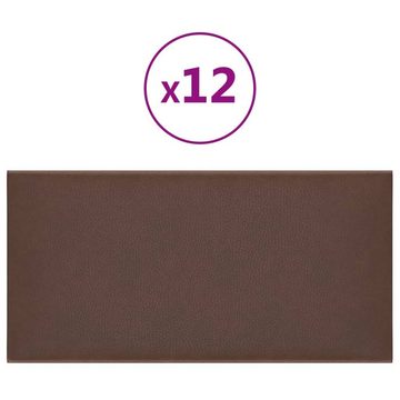 vidaXL Wandpaneel Wandpaneele 12 Stk. Braun 30x15 cm Kunstleder 0,54 m², (12-tlg)